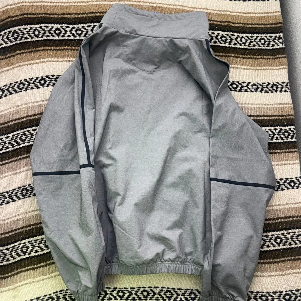 NWT Men's Adidas Gray Black Taped Mock Neck Pullover Windbreaker Jacket Sz XL